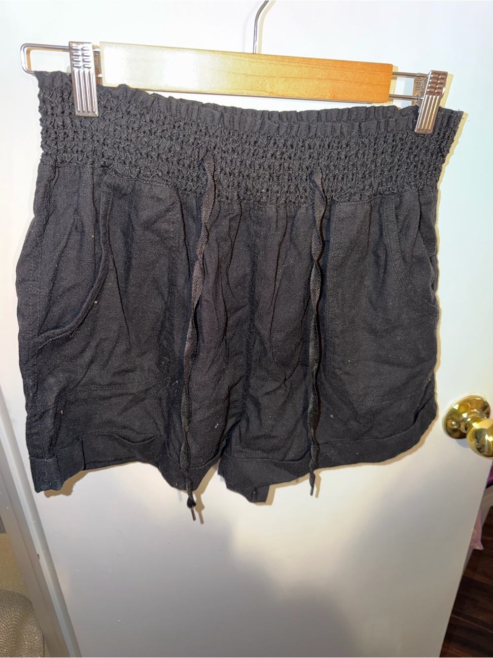 Forever 21 Black Smocked Waist Athletic Shorts
